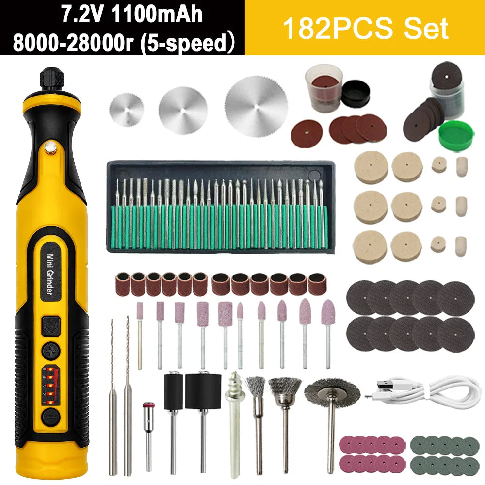 5000-20000r 4.2V Engraver Electric Drill Mini Grinder Engraving Pen Drilling Machine Cordless Rechargeable Micro Rotary Tool Kit