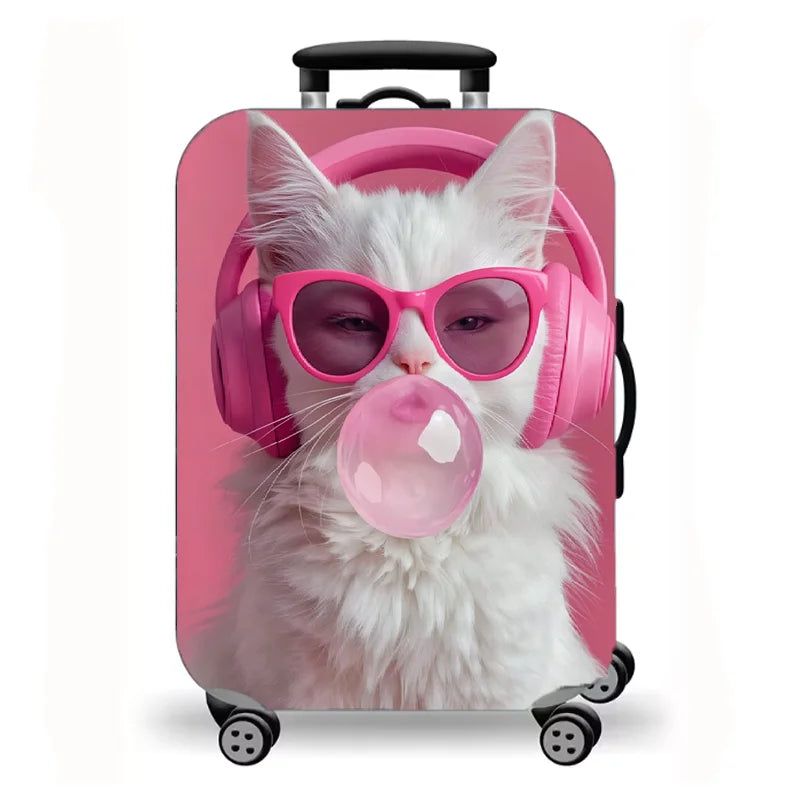 Luggage Cover, Cute Cat Print Stretch Suitcase Protector for Travel, 16 Styles Oil Painting Cat Design