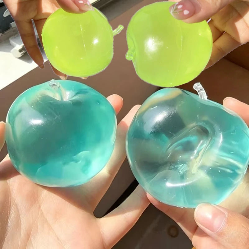 Apple Moldable Stress Ball Coconut Oil Squishy Transparent Apple Non-Bounce Squeeze Ball ASMR Sensory Toy Relieve Stress Toy