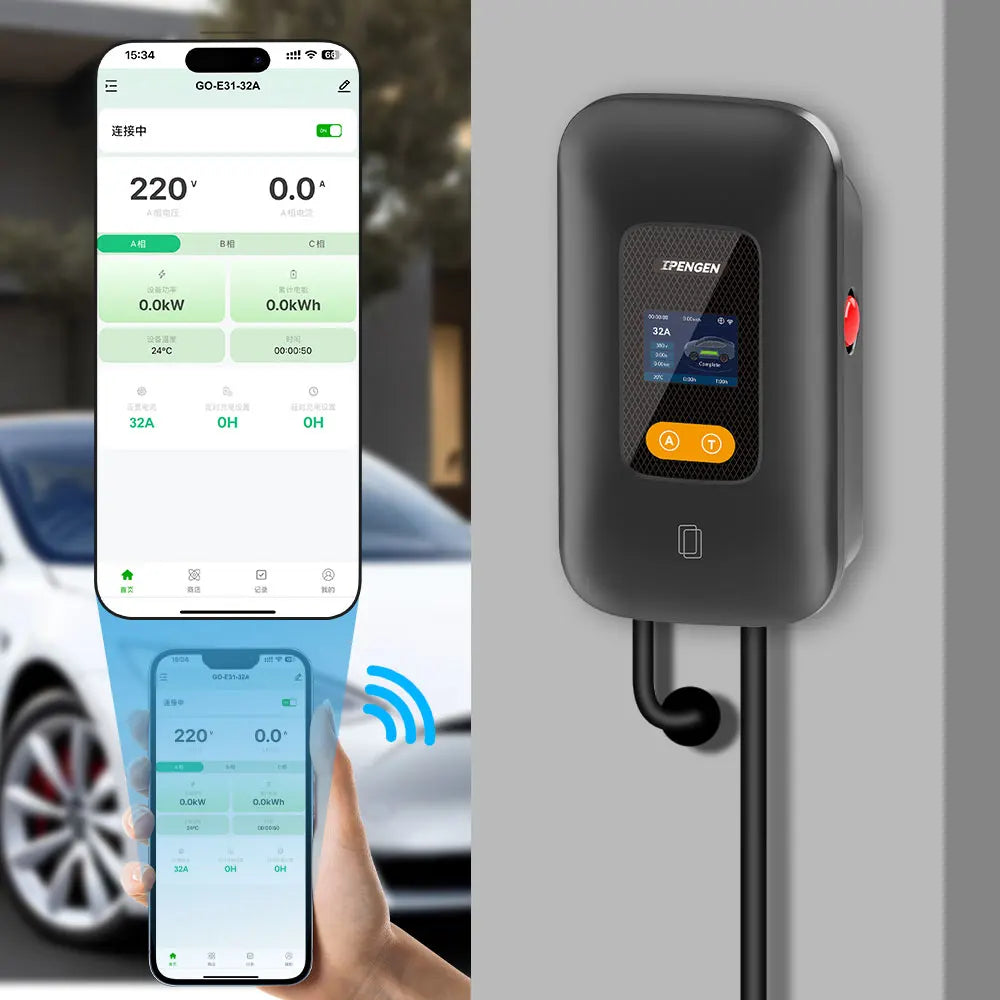IPENGEN 11KW EV Charger Station Type2 16A 3Phase Electric Car Charger EVSE Wallbox Charging Set Charging Time WIFI APP Control
