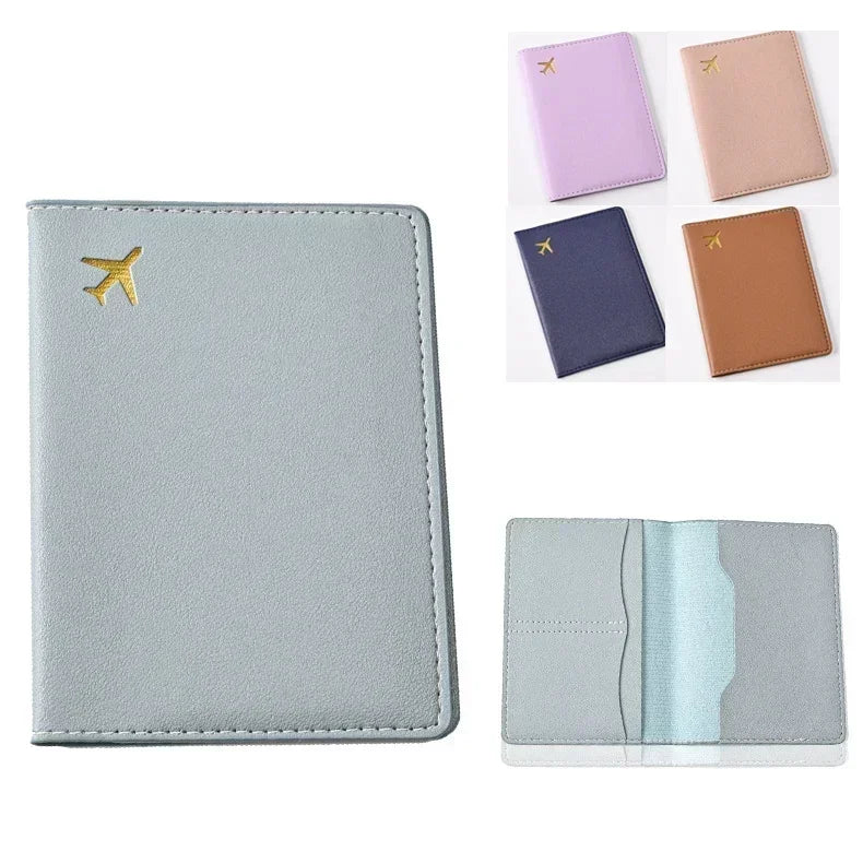 1pcs PU Leather Passport Cover Holder Women Men Passport Cover Flight Ticket Clip Multifunctional Passport Wallet Id Holder Case