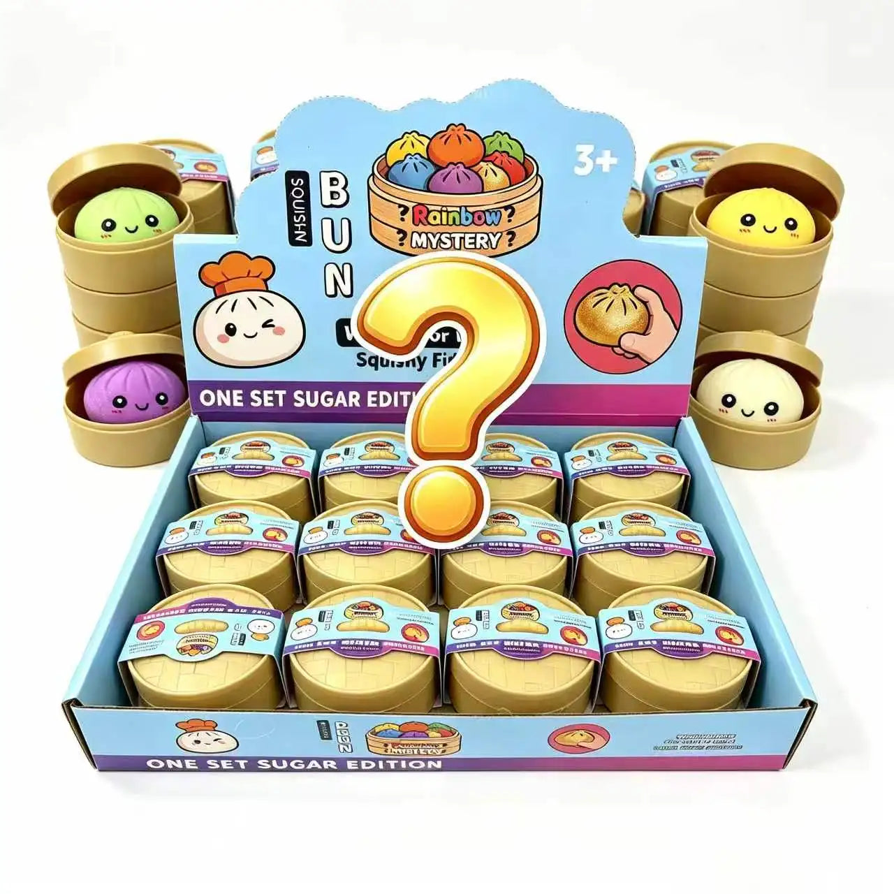Random Colorful Dumpling with Box Squishy Cute Bun for Adult PU Simulation Small Steamer Squeeze Entertainment Stres Relief Gift