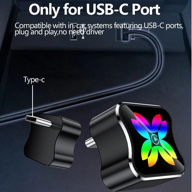 VR Robot USB C Wireless CarPlay Adapter for Apple IOS Android 2 IN 1 Plug&Play Android Auto AI Smart Box Cars from 2018