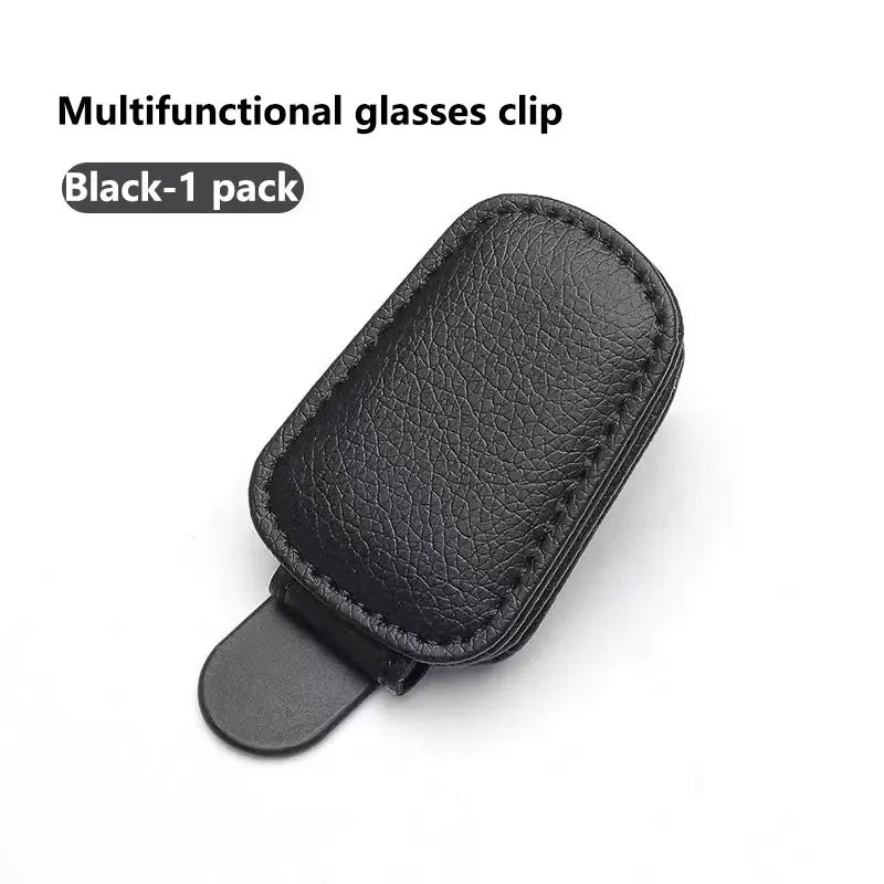 Universal Car Sunglasses Clip Suitable for Car Sunshades Magnetic Leather Sunglasses Clip Ticket Clip Sun Visor Car Accessories