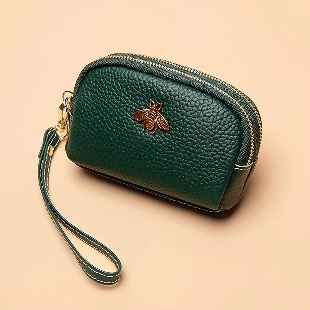 PU soft leather coin purse women 2026 new Korean style fashion minimalist double zipper wristlet women shell handbag
