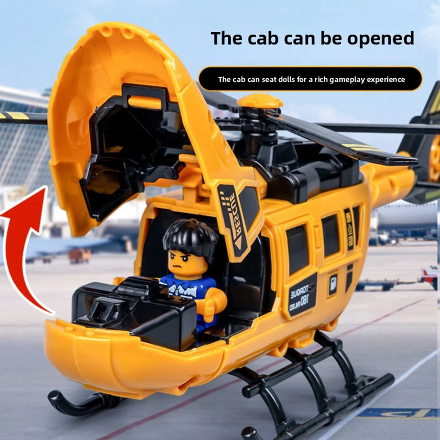 1pcs- Child Diy Helicopter Blocks Buiding Model Rotating Propeller Fighter Simulating Rescue Aircraft Boy Birthday Gift