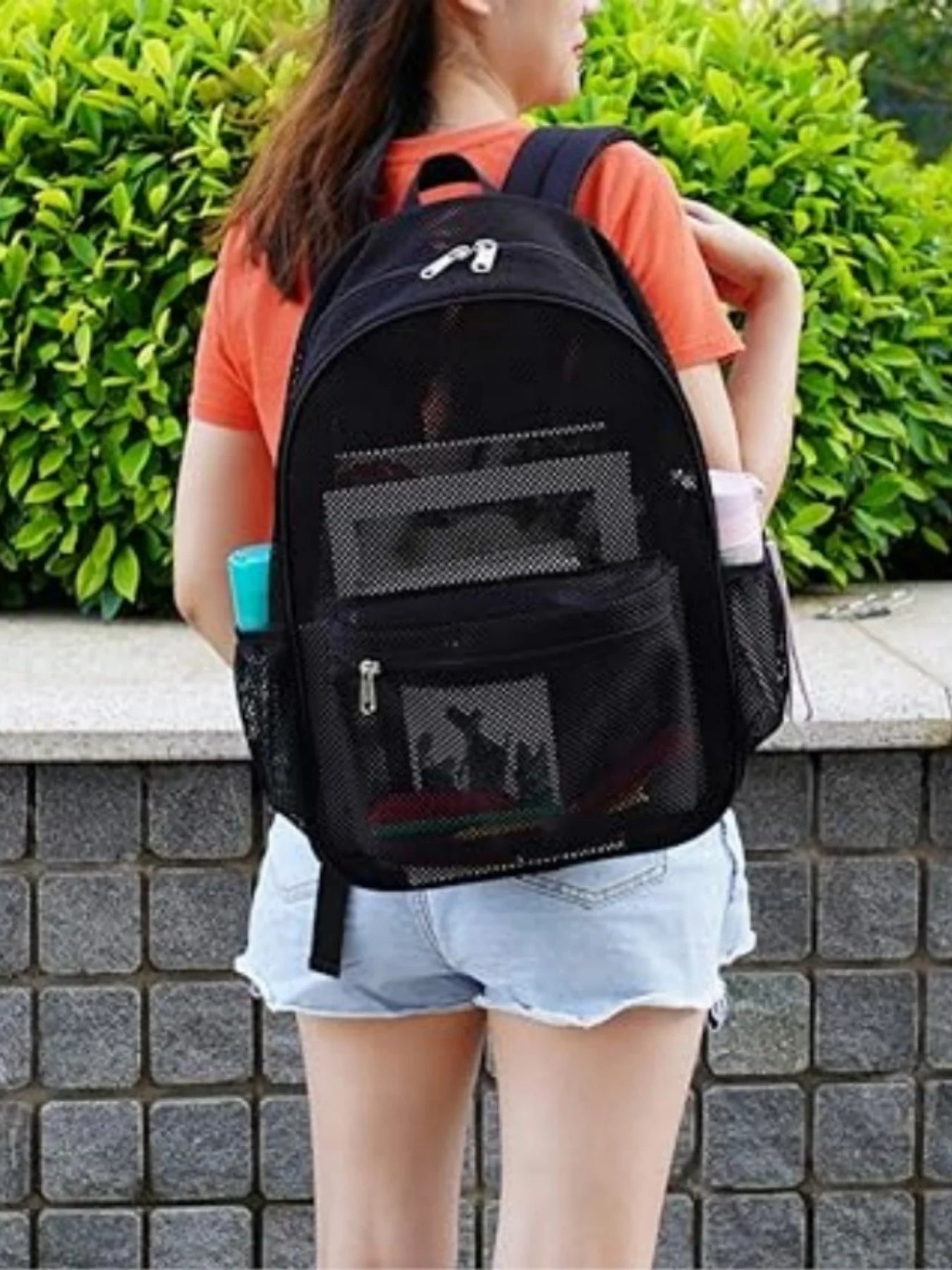 Women's Mesh Breathable Backpack Portable Hollow Casual Outdoor Travel Storage Bag