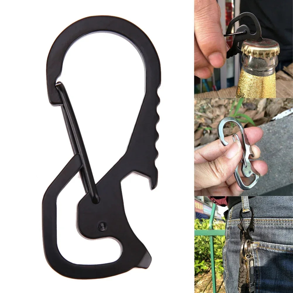 Stainless Steel Carabiner Cap Lifter Hex Driver Bottle Opener Keychain Ring Climbing Accessorie Carabiner Keychain Hook Outdoor