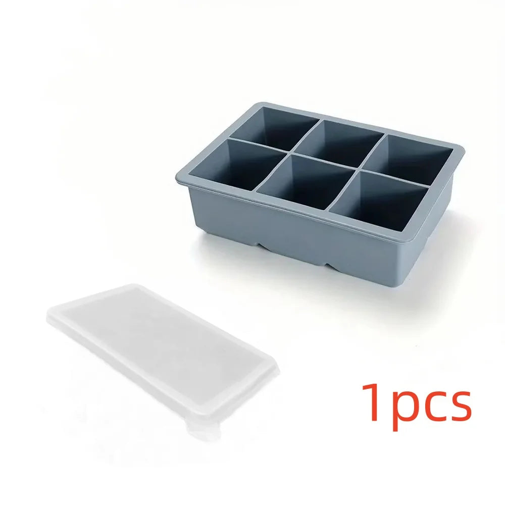 Large Ice Cube Tray with Lid,Stackable Big Silicone Square Ice Cube Mold for Whiskey Cocktails Bourbon Soups  Treats,BPA Free