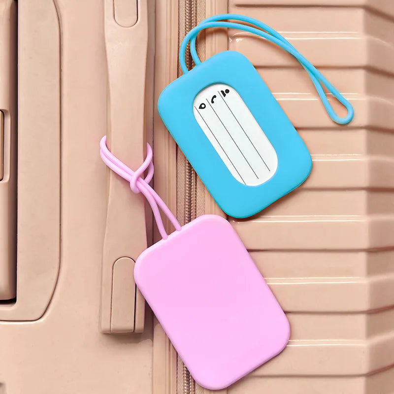 Silicone Travel Luggage Tags Name & ID Card Holder Solid Color Suitcase Label Baggage Boarding Bag Tag Travel Accessories