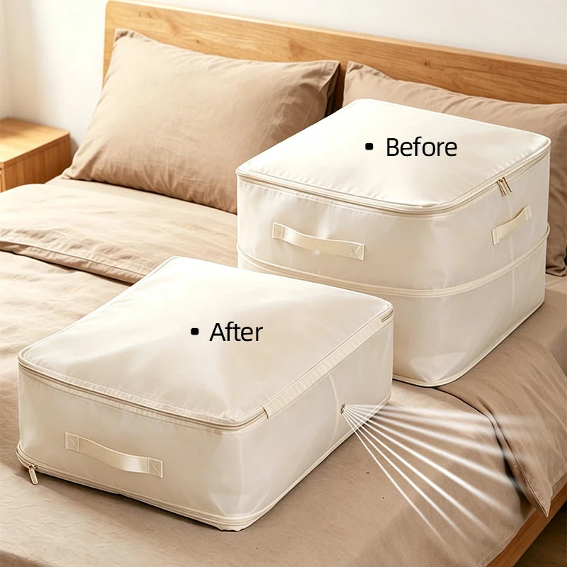 Large Comforter Bag Duvet Clothes Self Compression Storage Blanket Coat Closet Sack Home Travel Organizer Wardrobe Space Saving
