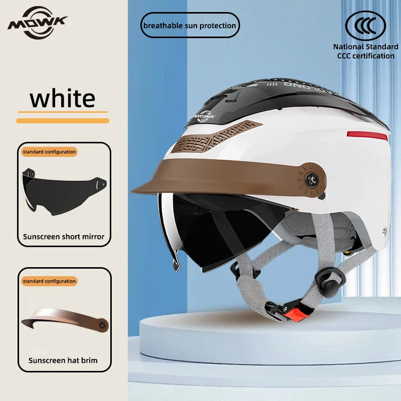 MOWK Motorcycle Helmet Summer Breathable Men Women Electric Jet Scooter Half Helmet Large Sunroof Open Face Moto MTB Bike Helmet