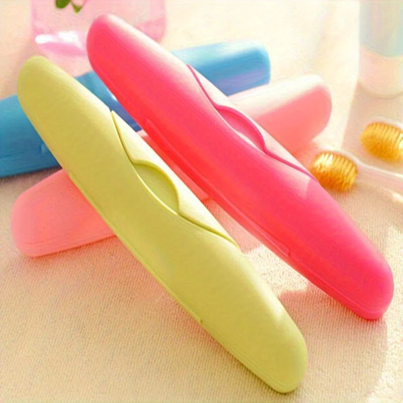 2pcs Portable Travel Toothbrush Case with Solid Color Sealed Lid, Waterproof, Dustproof and Leakproof Toothbrush Holder