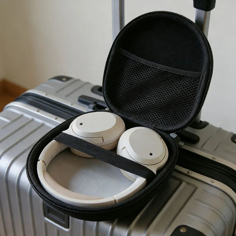 Headphone Storage Case 1Pc Black EVA Hard Shell Shockproof Portable Carrying Bag for Over Ear Headphones Cable USB Accessories