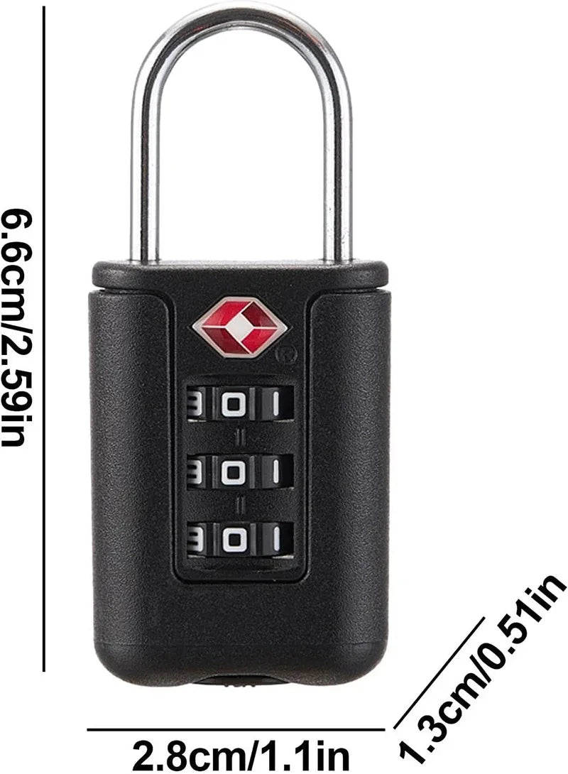 Tsa Approved Luggage Locks, Tsa Locks for Luggage, 3 Digit Combination Padlocks Travel Lock for Suitcases & Baggage (Black)
