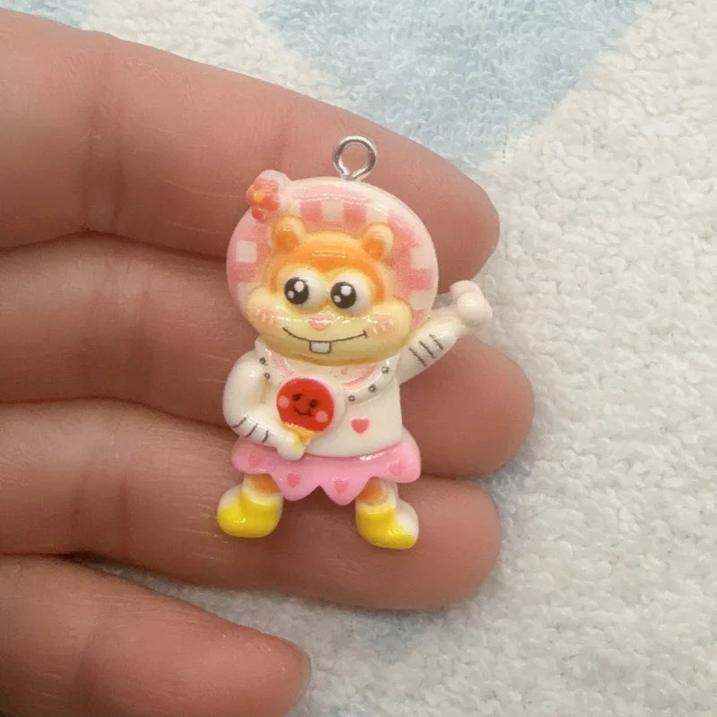 10pcs cartoon resin pendant, DIY jewelry making earrings, keychain accessories