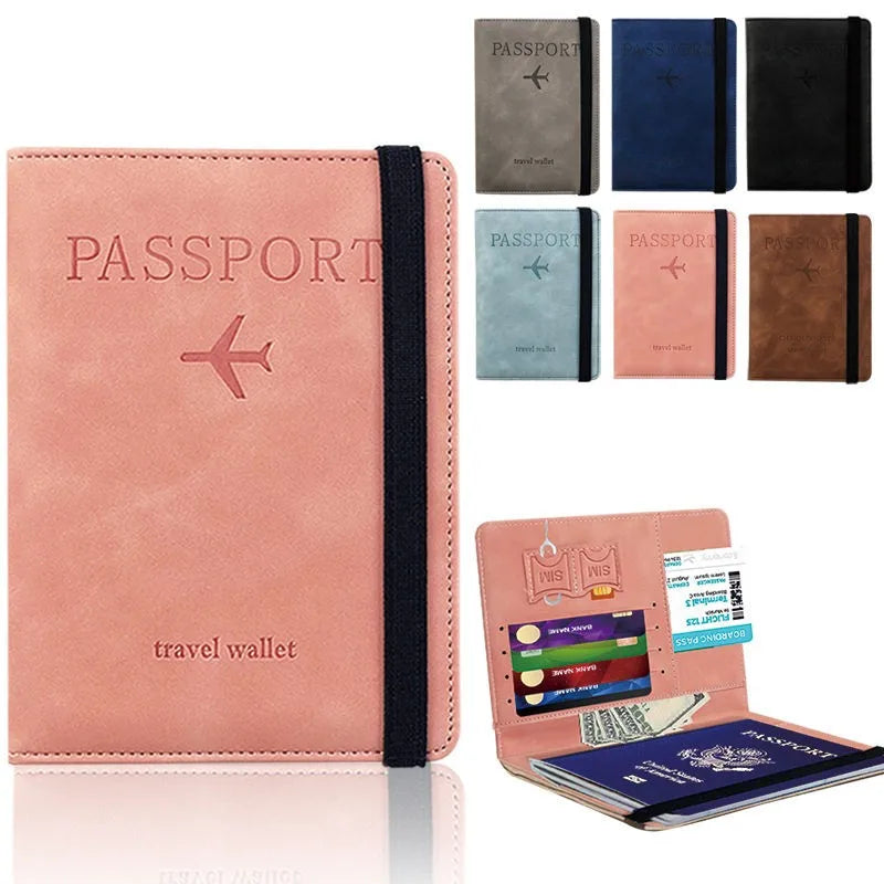6-color Vintage PU Passport Holder with Multi Slots & Elastic Band, Multi-use Travel Wallet for Passport, Cards & Air Tickets