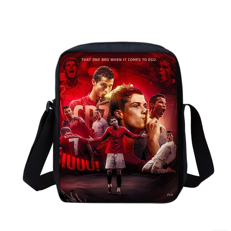 CR Boys Girls School Bags Phone Bag Football Star Shopping Bag Best Gift Printed Ronaldo Shoulder Messenger Bag Handbag