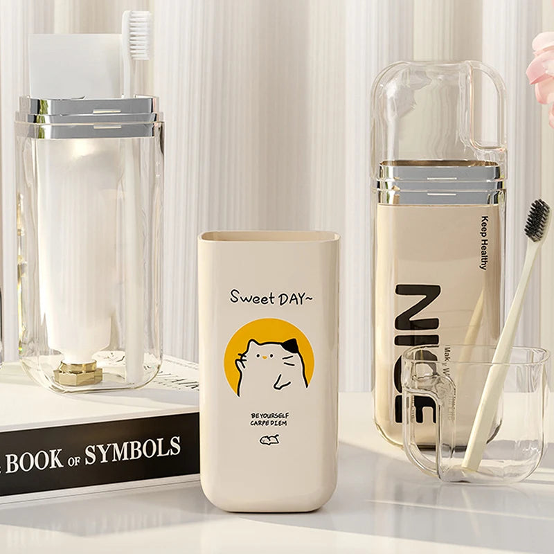 Cartoon Cute Toothbrush Cup Travel Toothbrush Holder Simple Portable Mouthwash Cup For Business Trip Home Camping