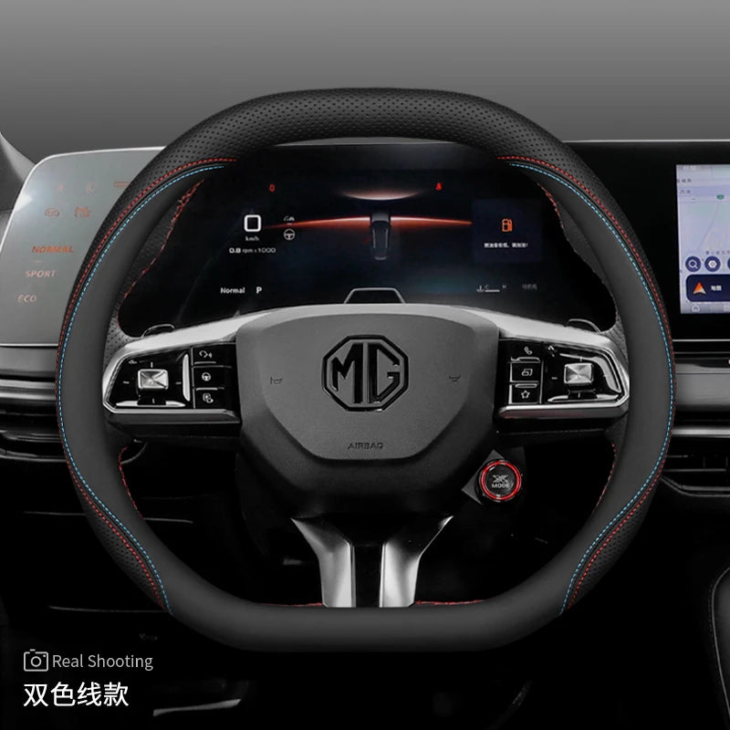 Leather Car Steering Wheel Cover for MG 3 5 One ZX RX5 ZS EHS HS PHEV Luxury Hybrid 2025 2026 Accessories