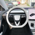 PU Leather Steering Wheel Cover for Tesla Model Y Juniper Anti Slip Steering Replacement Protect Cover Interior Accessories