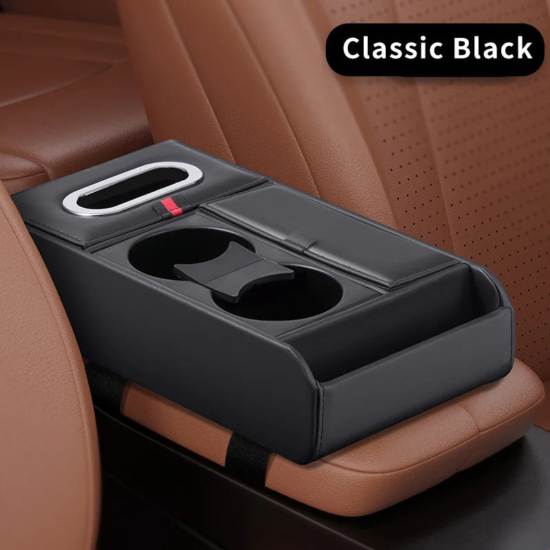 HOMEFISH Car Armrest Heightening Pad Storage Box Tissue Box Cup Holder Luxury Console Pad Multifunctional Interior Organizer