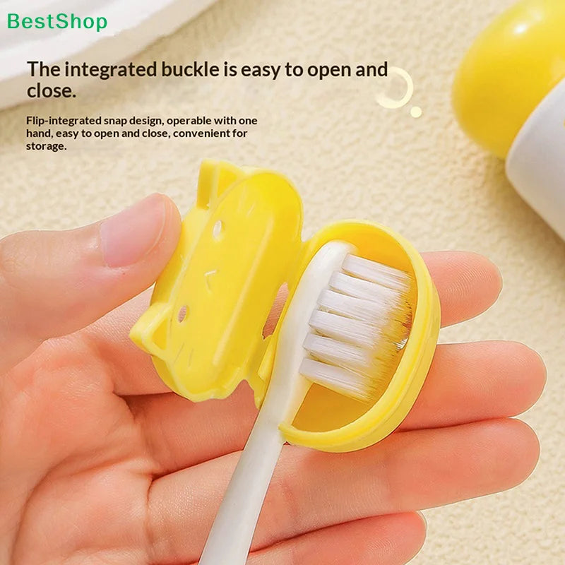 〔R〕Cartoon Cat Toothbrush Head Cover - Dustproof & Breathable Travel Case for Toothbrush Protection
