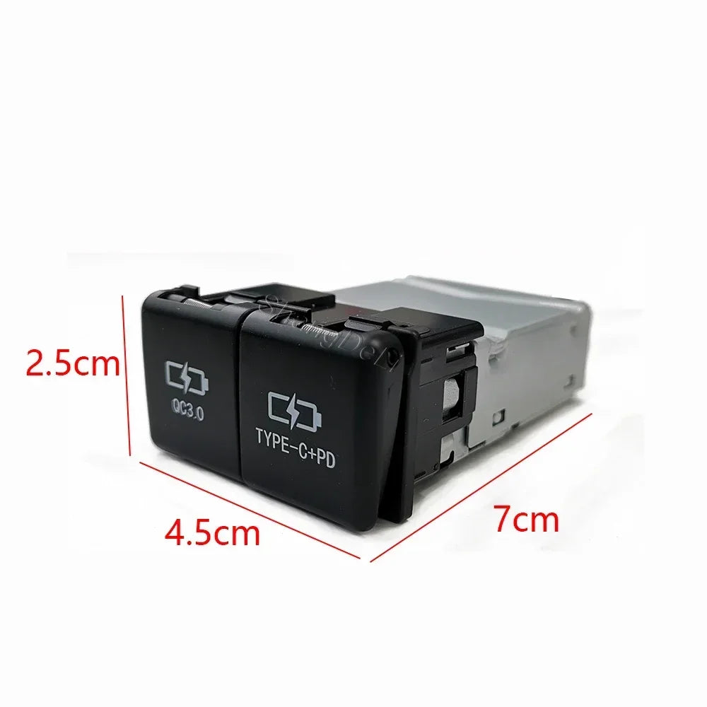 Car Quick Charger Dual QC3.0 USB Type C PD Charging Outlet Power Adapter Phone Charger For Toyota RAV4 Wildlander 2020-2024