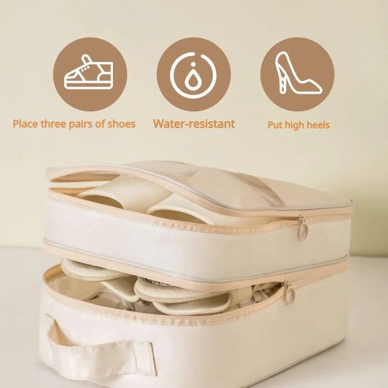 Breathable mesh shoe storage waterproof bag underwear, toiletries large capacity travel luggage multi compartment organizing bag