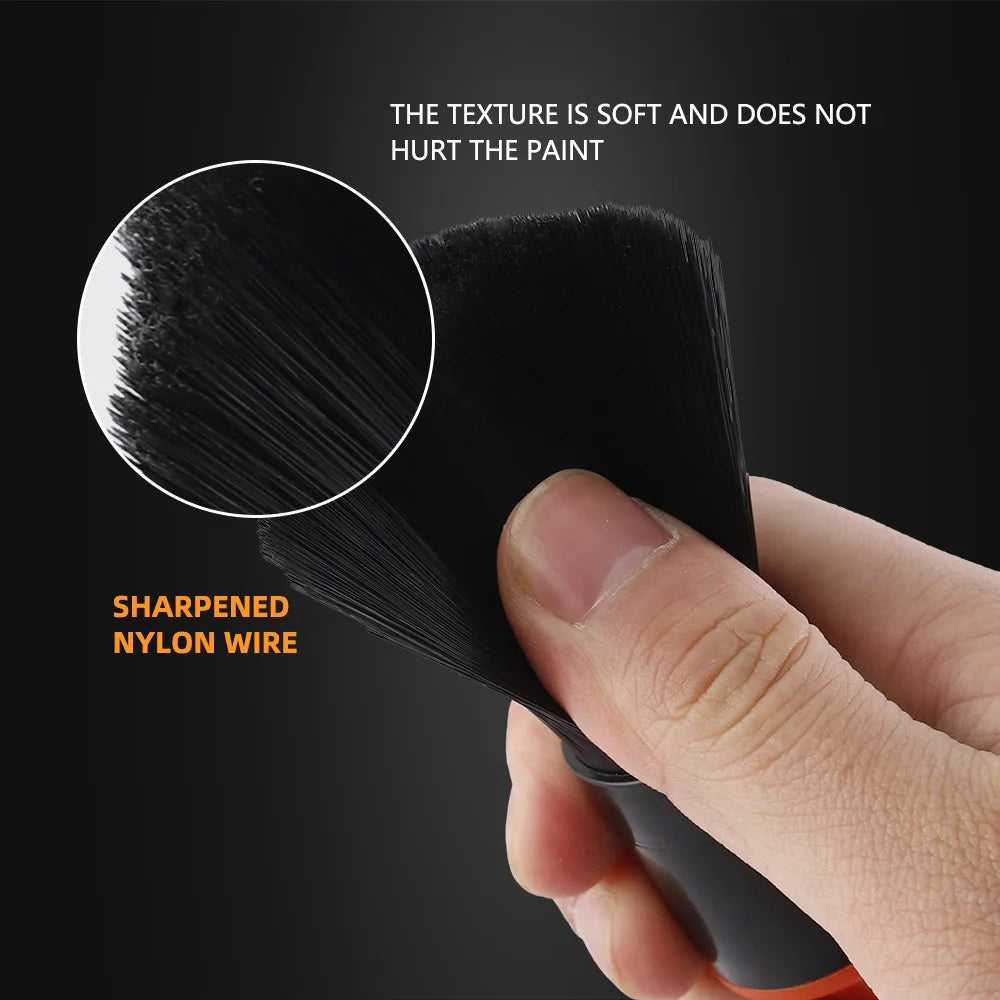 SPTA 5pcs/set Sharpening Wire Car Detailing Brush Car Cleaning Detailing Set Dashboard Air Outlet Cleaning Brush