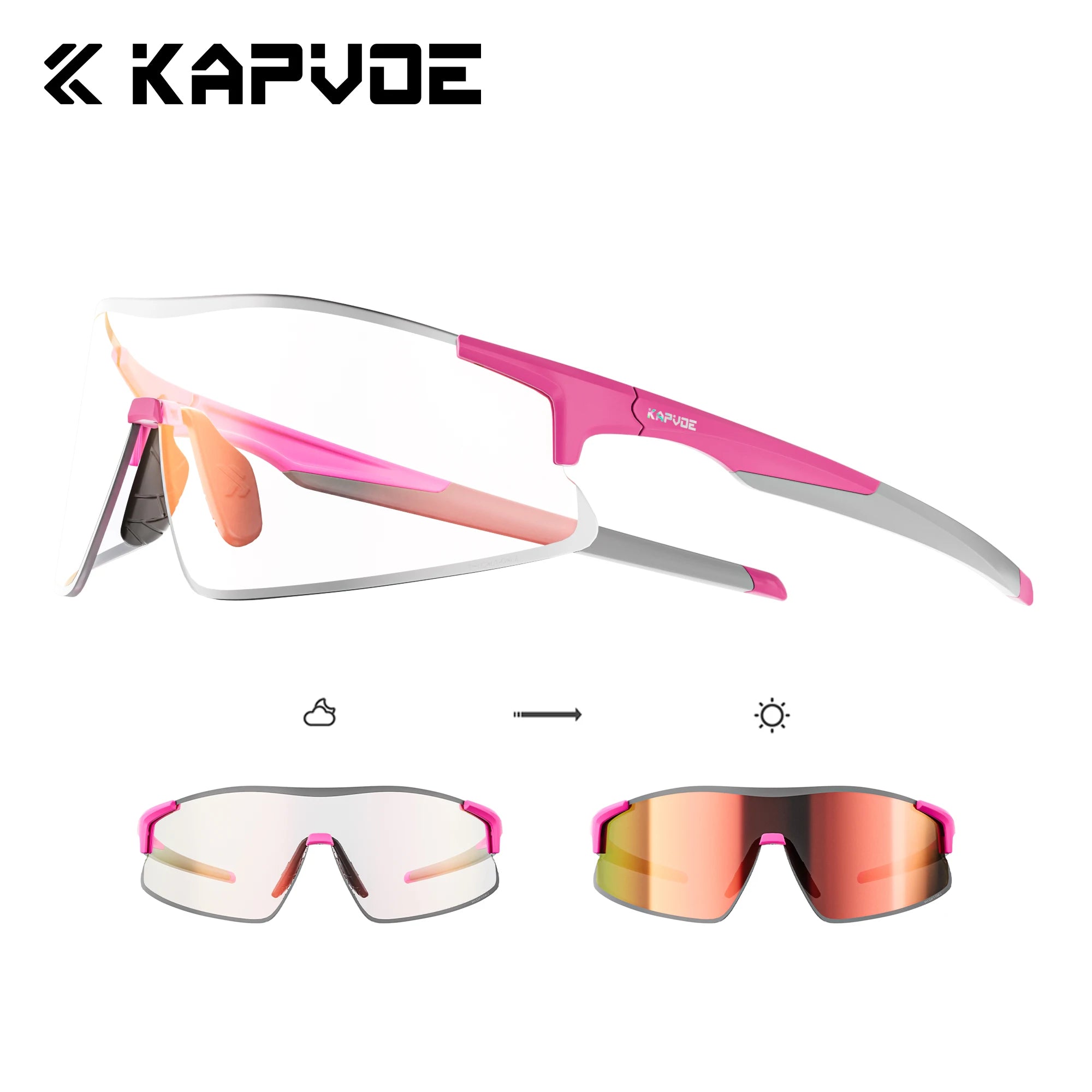 Kapvoe New Photochromic Running Sunglasses Men Women Marathon Ultralight Outdoor Sports Cycling Hiking UV400 Climbing Goggles