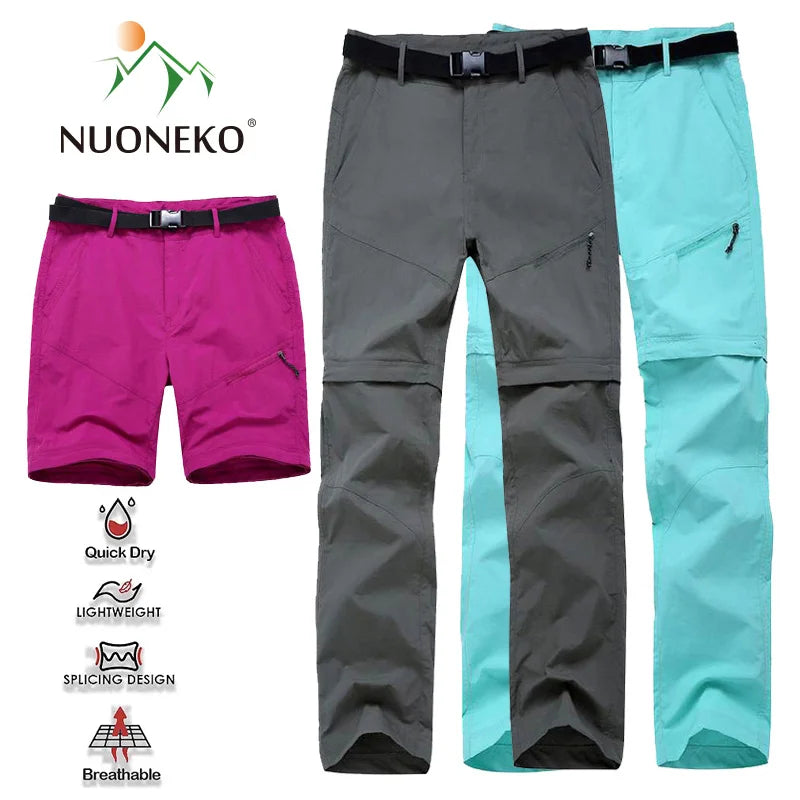 NUONEKO Womens Outdoor Hiking Pants Women Summer Quick Dry Trousers TravelClimbingCampingTrekking Pants Woman Sports Shorts PN87