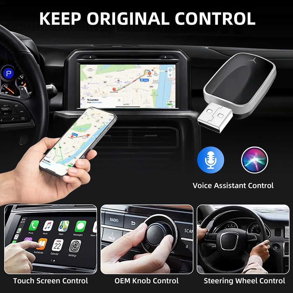 2026 Upgraded Wireless CarPlay Adapter& Android Auto Adapter, Mini&Stable CarPlay Wireless Dongle for iOS 10 Android 11and Above