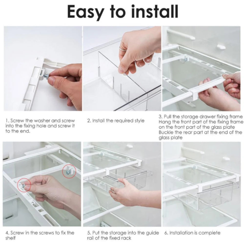 Refrigerator Pull Out Transparent Storage Box Food Container Plastic Transparent Fridge Storage Bin Containers