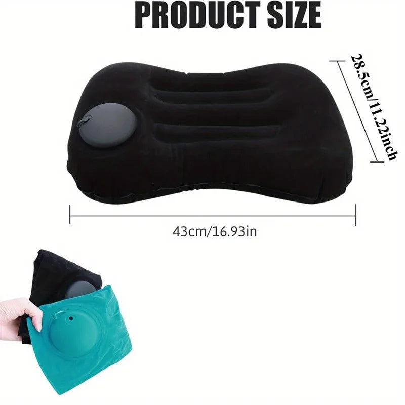 Car Portable Neck Protection U-shaped Compression Inflatable Pillow, Outdoor Nap, Camping, Travel Flocking PVC Airplane Pillow