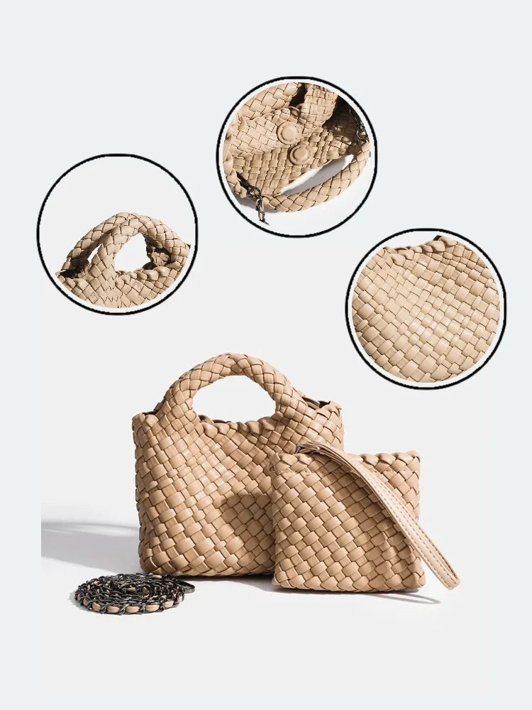 Women Handbag Fashion Woven Pattern Small Pu Leather Tote Bag Retro Top Handle Bag Casual Daily Commute Shopping Portable 2026