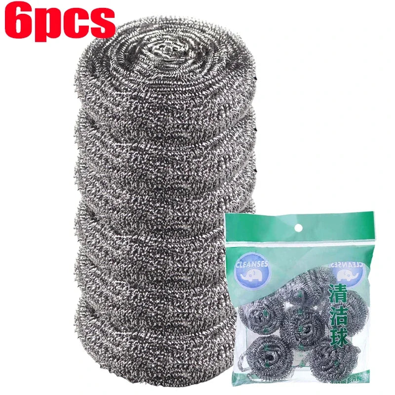 Steel Wire Dishwashing Ball Stainless Steel Heavy Duty Wire Steel Cleaning Ball Pots Pans Dishes Rust Removal Cleaner Brushes