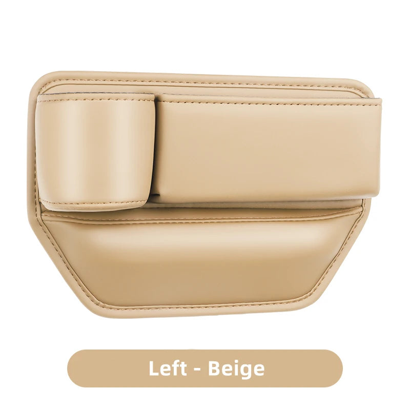 Leather Car Seat Gap Organizer Multifunction Console Crevice Filler Side Storage Box with Cup Holder Car Interior Storage Pocket