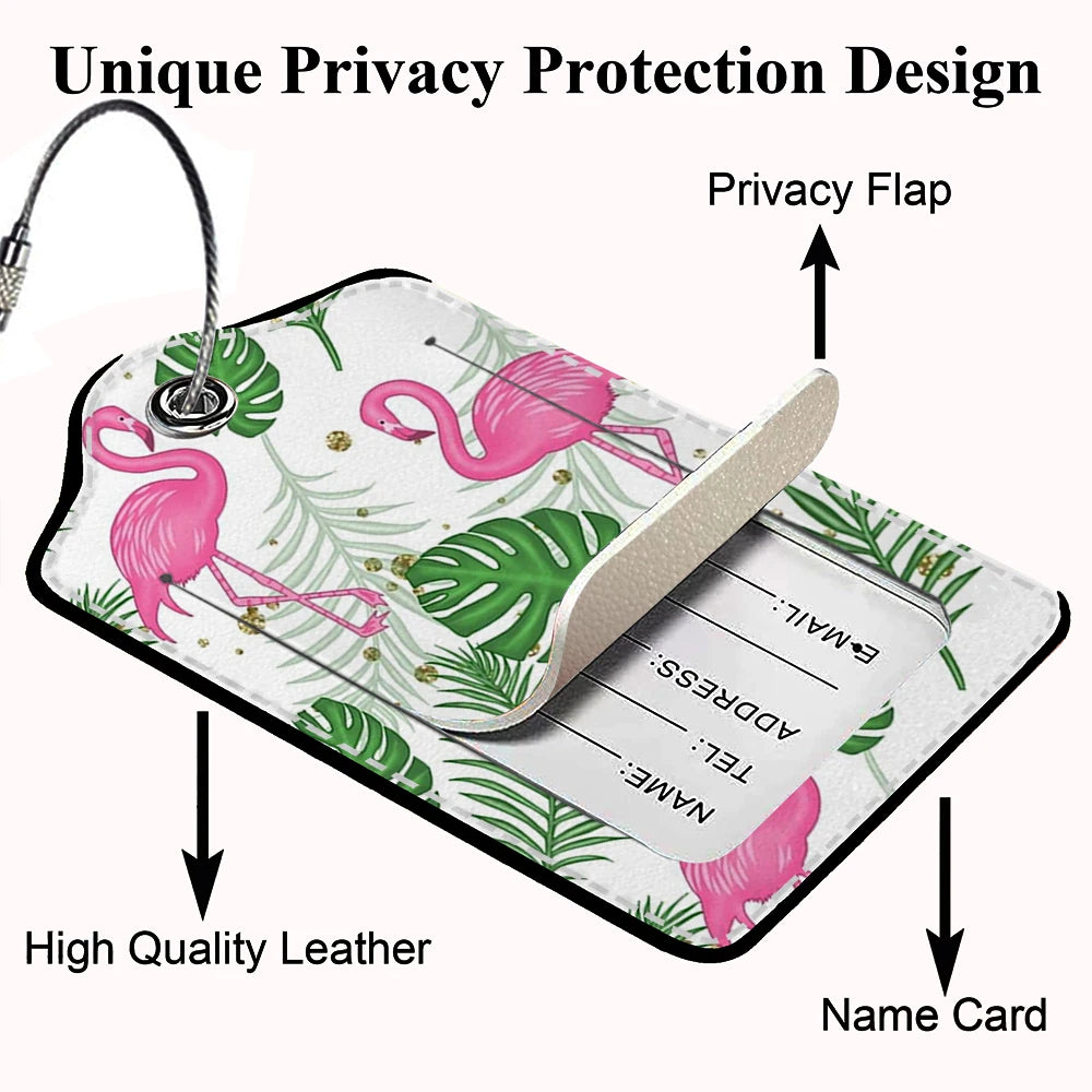HOT SALE Cute animals Leather Business Luggage Tag Suitcase Address Label Luggage Boarding Case Label Name ID Address Clip
