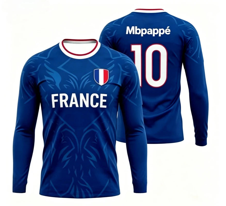 2026 round neck long sleeved T-shirt for men and women, breathable and quick drying 3D printed jersey for sports training