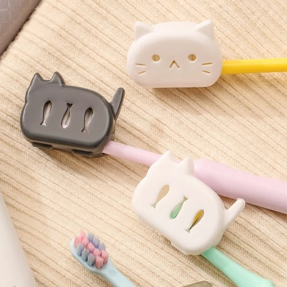 4pcs Cartoon Brush Cap Case Reusable Waterproof Toothbrush Protect Box Portable Dust Prevention Cat Toothbrush Head Protectors