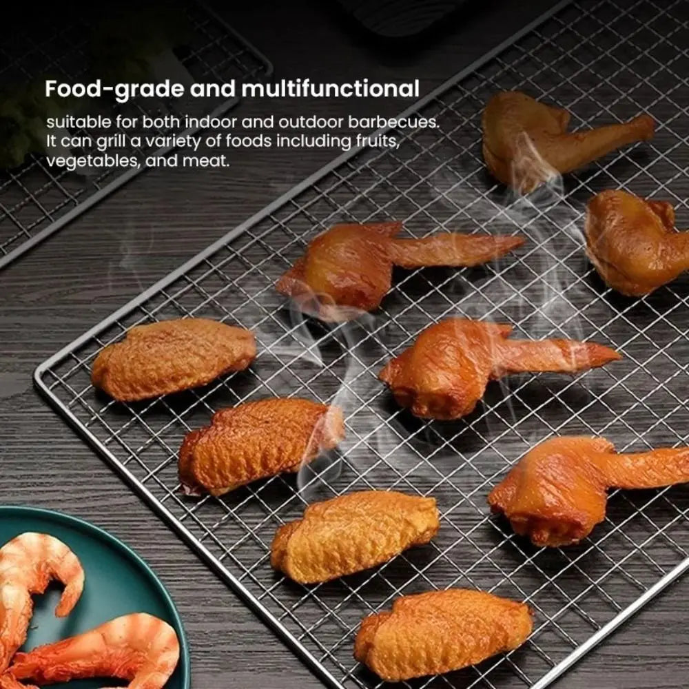 New Stainless Steel Grill Rack Grids Reusable Nonstick BBQ Roasting Rack Rectangular Grill Grate Mesh Pads Oven