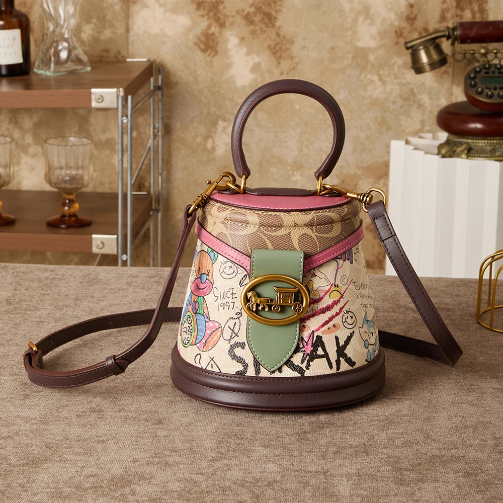 Women's Handbag 2026 New Four Seasons Fashion Round Bucket Bag, a must-have for women's daily life, crossbody shoulder bag for c