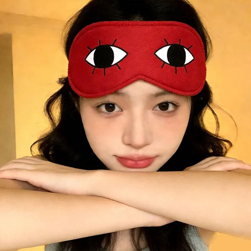 Cute Cartoon Sleep Mask Light Blocking Comfort Concave Eye Blindfold Soft Travel Sleeping Eye Mask for Women Men
