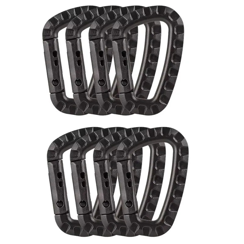 4/8/16pcs Tactical Plastic Carabiner Clip Keychain D-Shape Hard Spring Snap Gear Hook Outdoor Camping Hiking EDC Tools