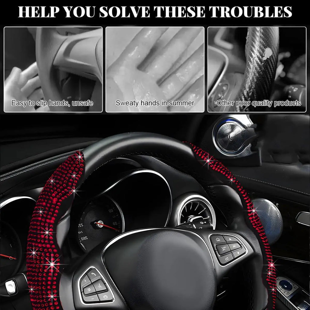 Popular diamond-encrusted steering wheel buckle, fashionable sports, butterfly design, non-slip and wear-resistant design