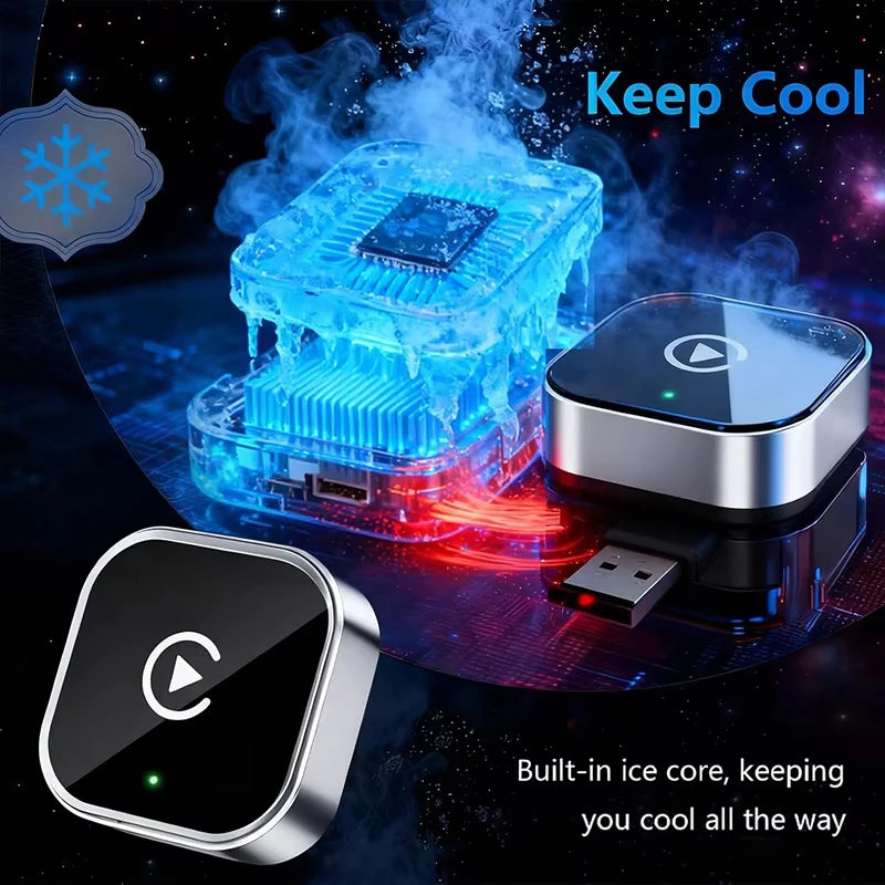 2-in-1 Wireless CarPlay Adapter Plug-and-Play for iPhone 10 and Android 11 above Auto Adapter with USB/USB-C Port Car Accessory