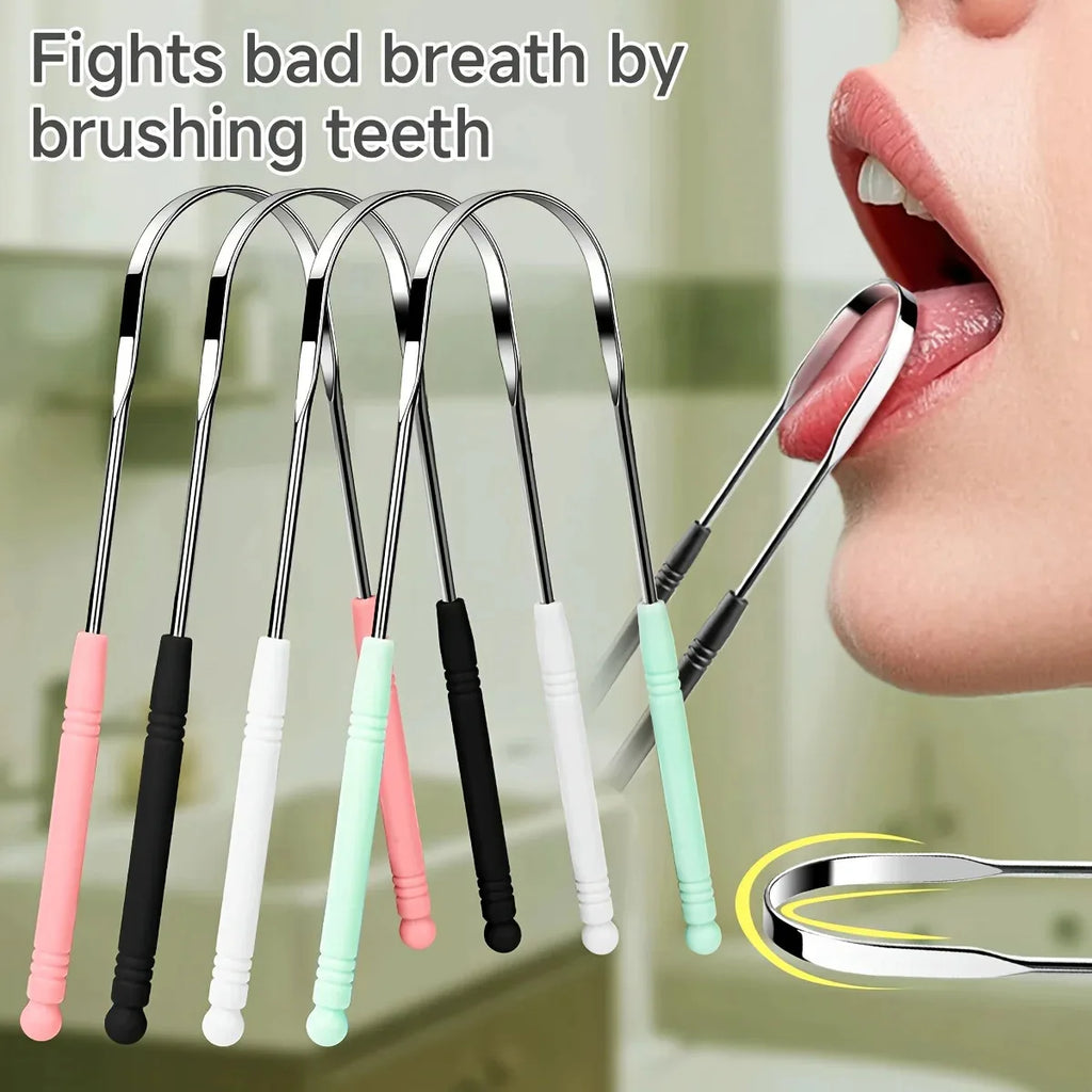1/4pcs Tounge Scrapers Limpiador De Lengua Stainless Steel Fresh Breath Cleaning Coated Tongue Toothbrush Oral Hygiene