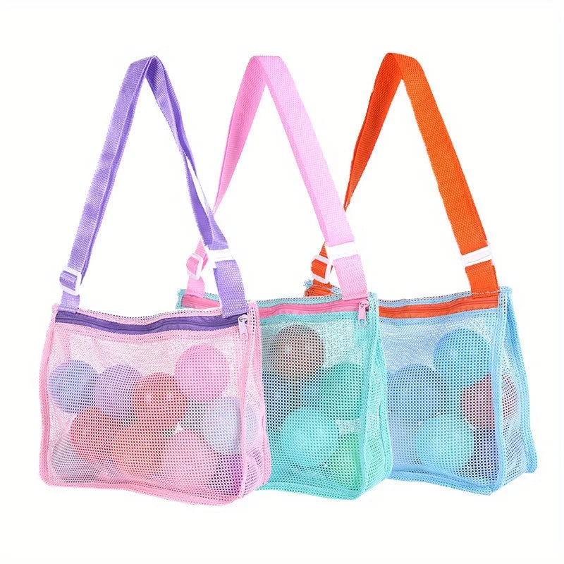 1pcs Mesh Beach Bags, Colorful Hollow Crossbody Bag, Toilet Bag, Adjustable Strap for Summer Daily Phone Storage Bag Bolsas