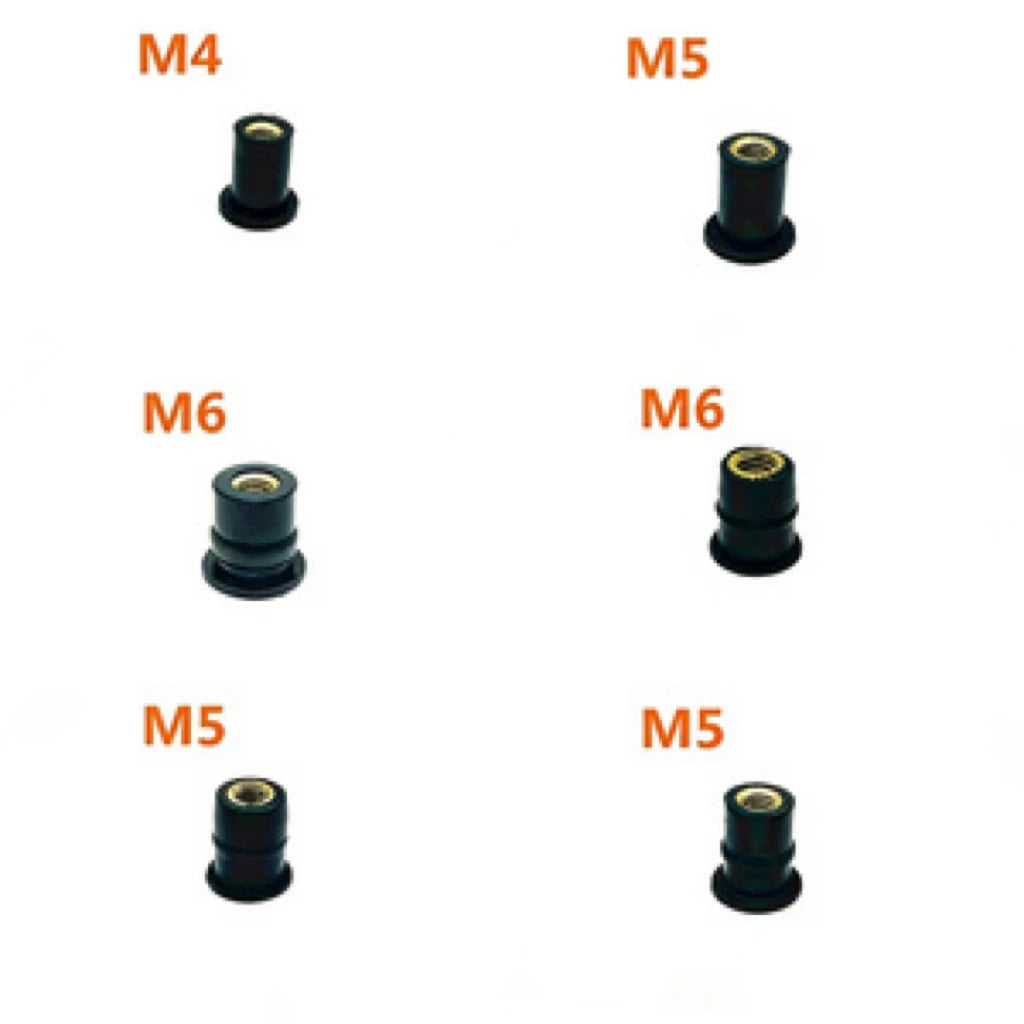 Rubber Well Nut M4 M5 M6 Windscreen Fastener Expansion Nut Aftermarket Parts For Motorcycle Scooter ATV Dirt Bike Motocross